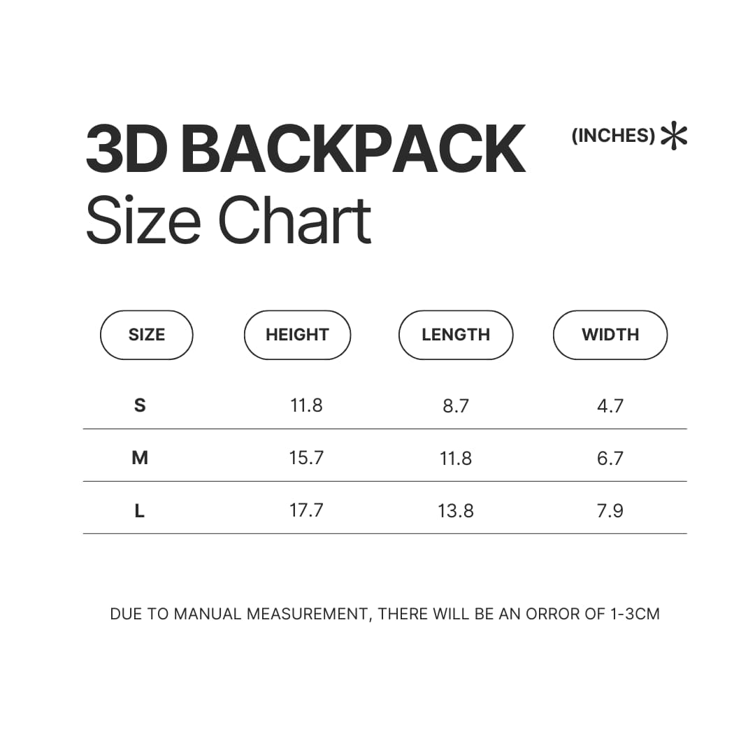 3D Backpack Size Chart - Chainsaw Man UK Shop