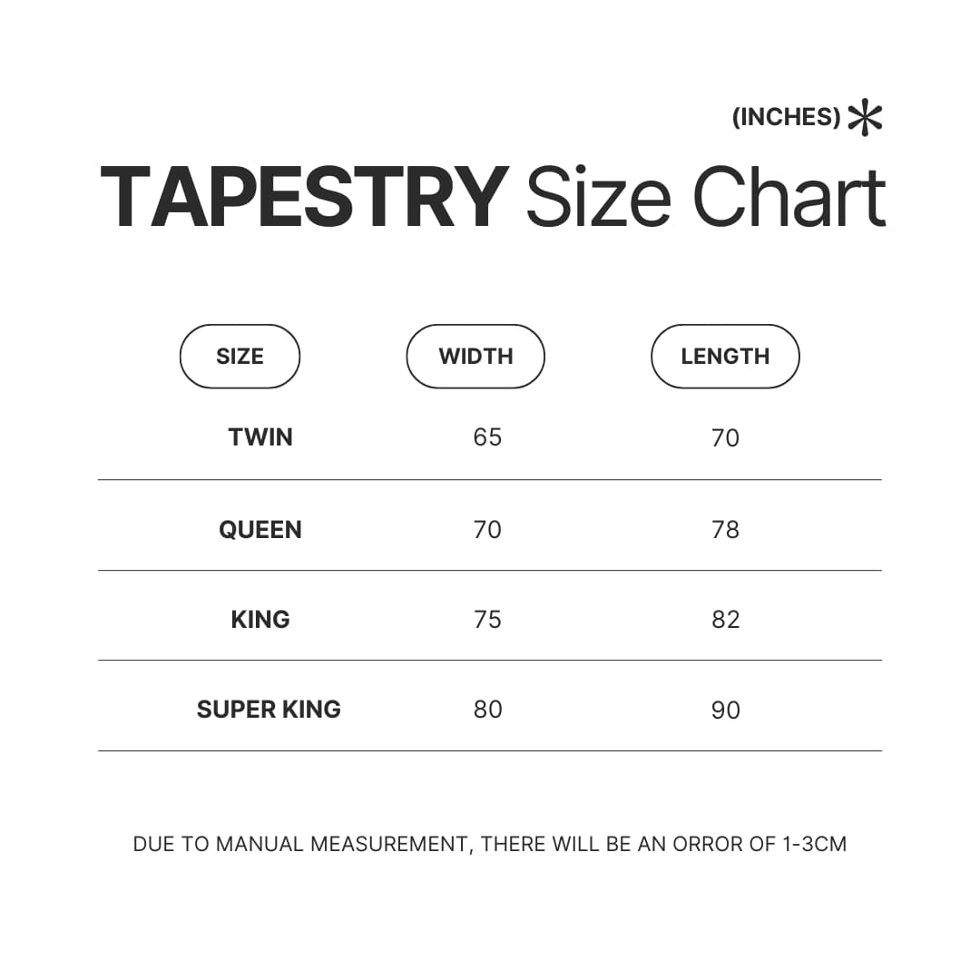 Tapestry Size Chart - Chainsaw Man UK Shop