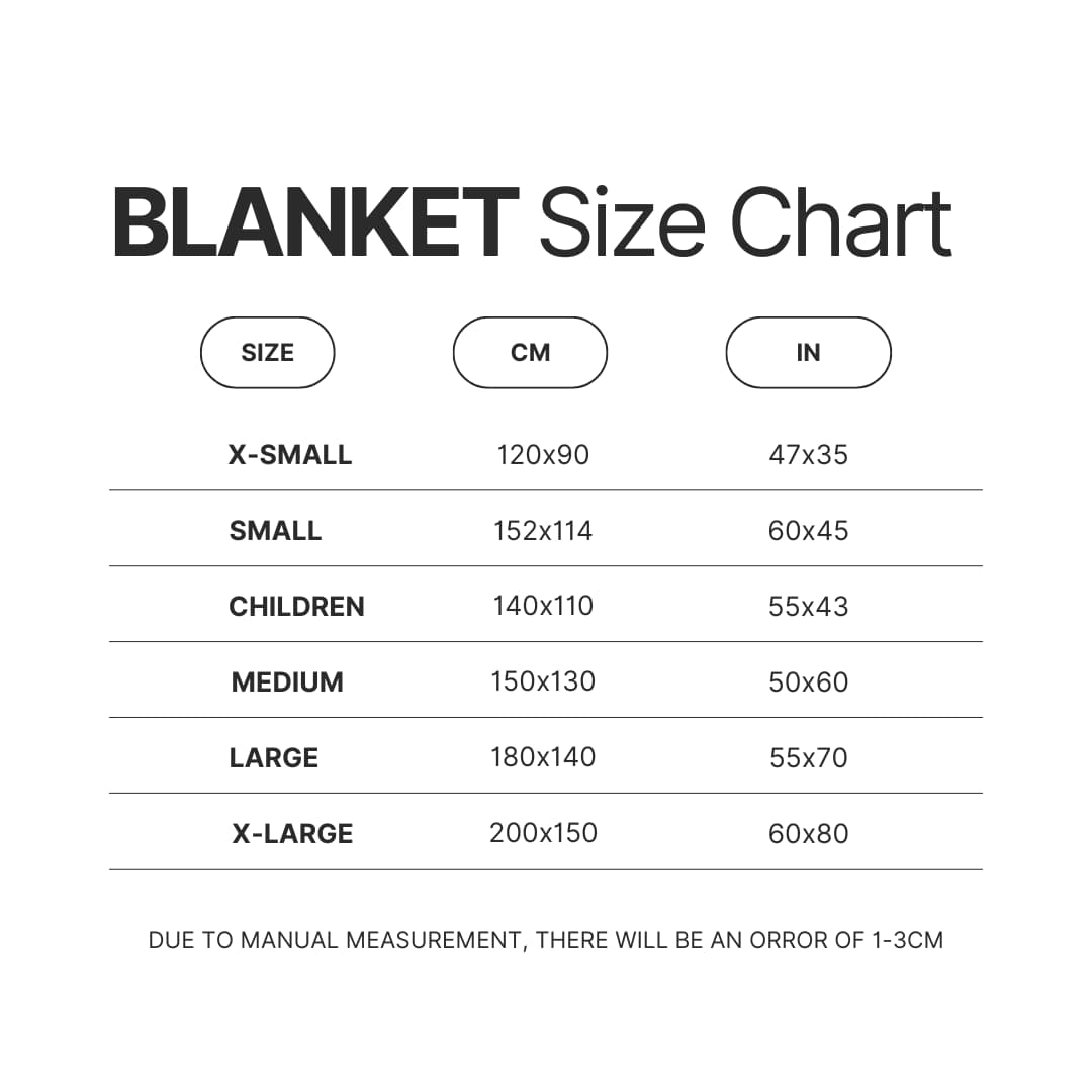 Blanket Size Chart - Chainsaw Man UK Shop