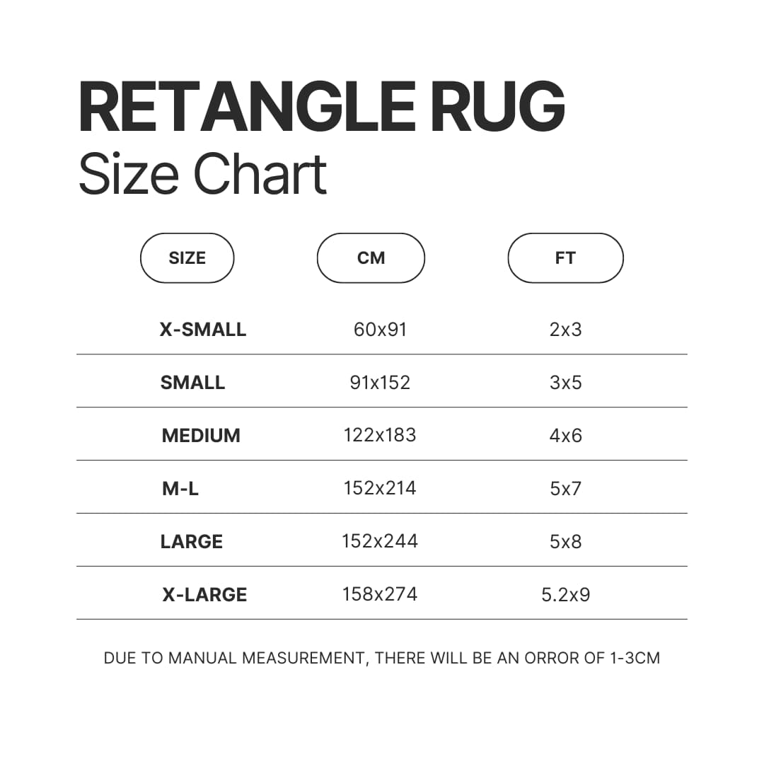 Retangle Rug Size Chart - Chainsaw Man UK Shop