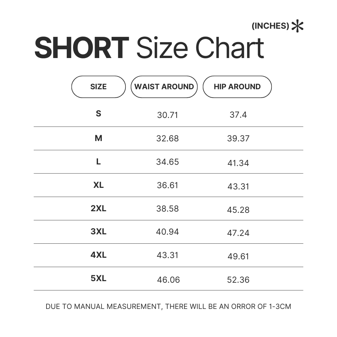 Short Size Chart - Chainsaw Man UK Shop