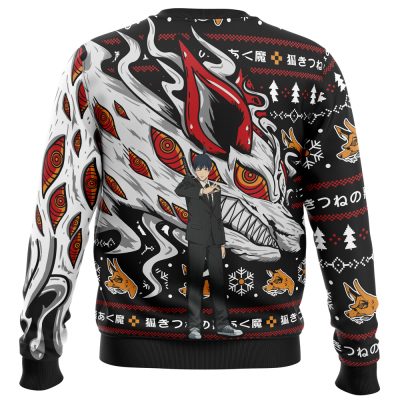 Akis Fox Devil CM Ugly Christmas Sweater BACK mockup - Chainsaw Man UK Shop