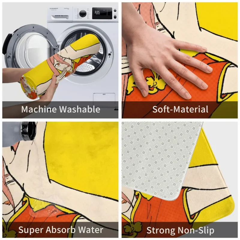 Makima Chainsaw Man Yellow Bath Mat - Image 4