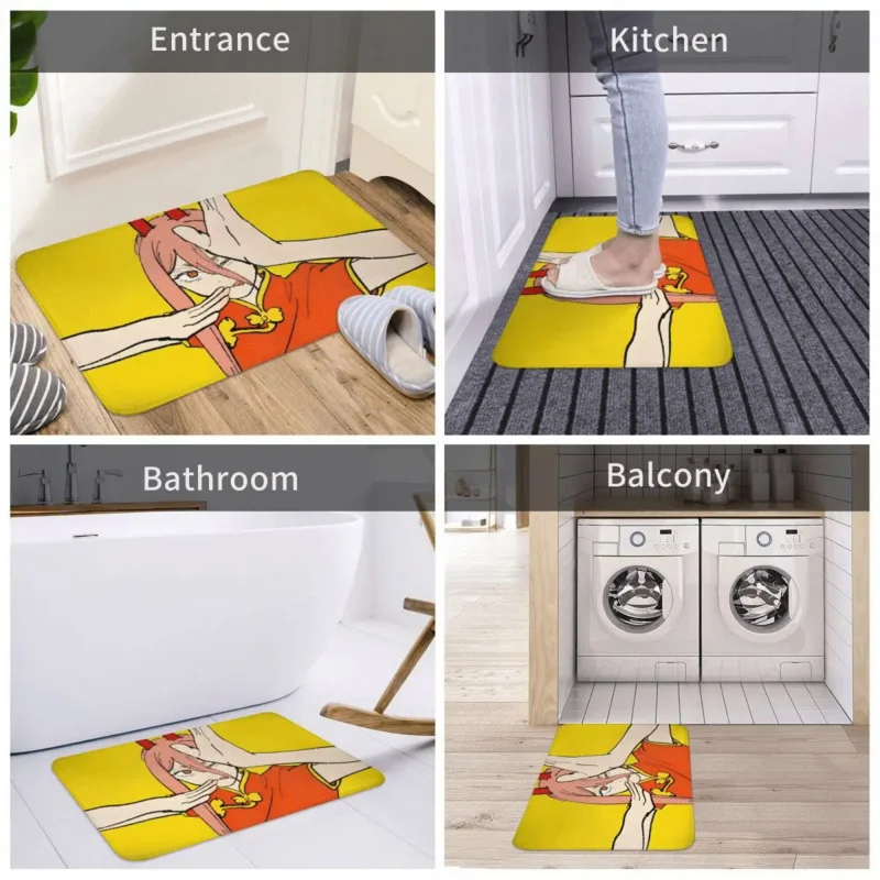 Makima Chainsaw Man Yellow Bath Mat - Image 5