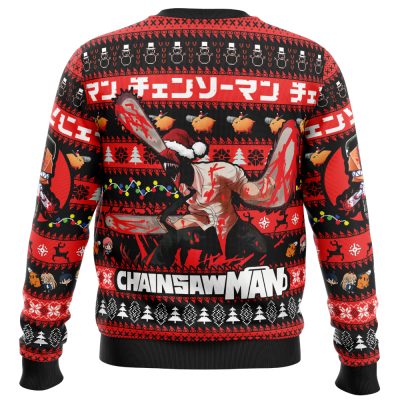 Christmas Denji ChainsawMan Ugly Christmas Sweater BACK Backup - Chainsaw Man UK Shop