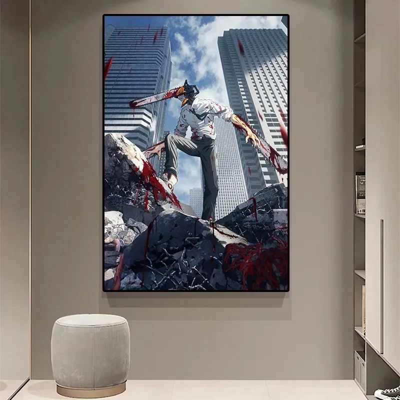 Japan Action Anime Cartoon Chainsaw Man Picture for Kids Room Living Wall Art Decor Home Decoration 14 - Chainsaw Man UK Shop