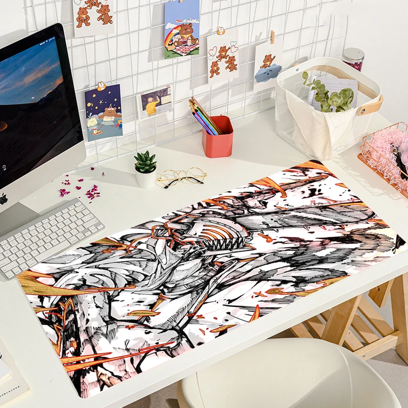 Mouse Pad Kawaii Chainsaw Man Large Mat Gaming Mousepad Compute Mouse Gamer Stitching Desk Mat XXL 4 - Chainsaw Man UK Shop