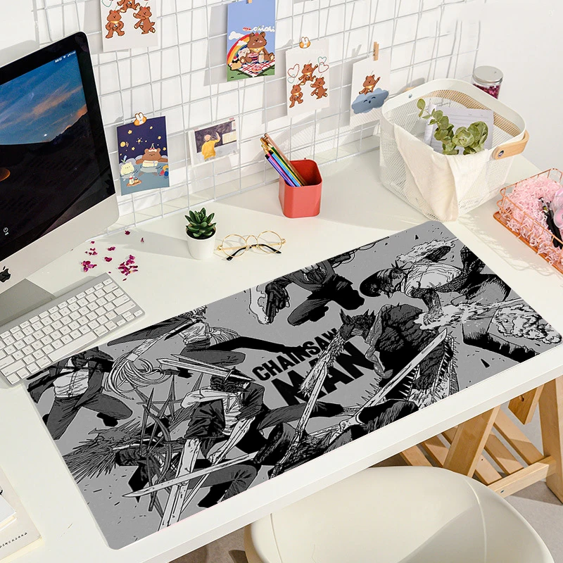 Mouse Pad Kawaii Chainsaw Man Large Mat Gaming Mousepad Compute Mouse Gamer Stitching Desk Mat XXL 6 - Chainsaw Man UK Shop