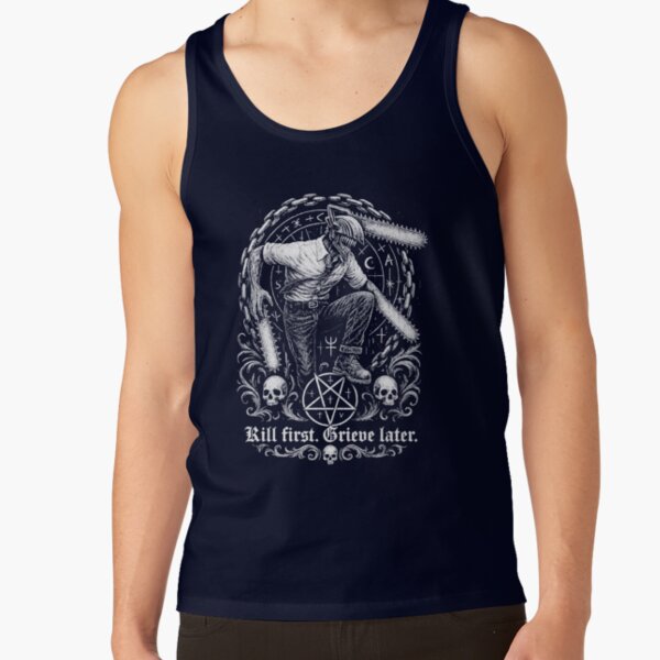 Kill First Grieve Later Denji Graphic Chainsaw Man Anime Tank Top - Image 6