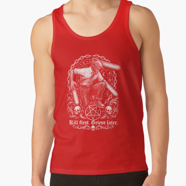 Kill First Grieve Later Denji Graphic Chainsaw Man Anime Tank Top - Image 5