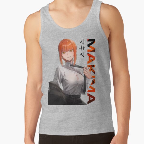 Casual Makima Typography Chainsaw Man Sticker Tank Top - Image 4