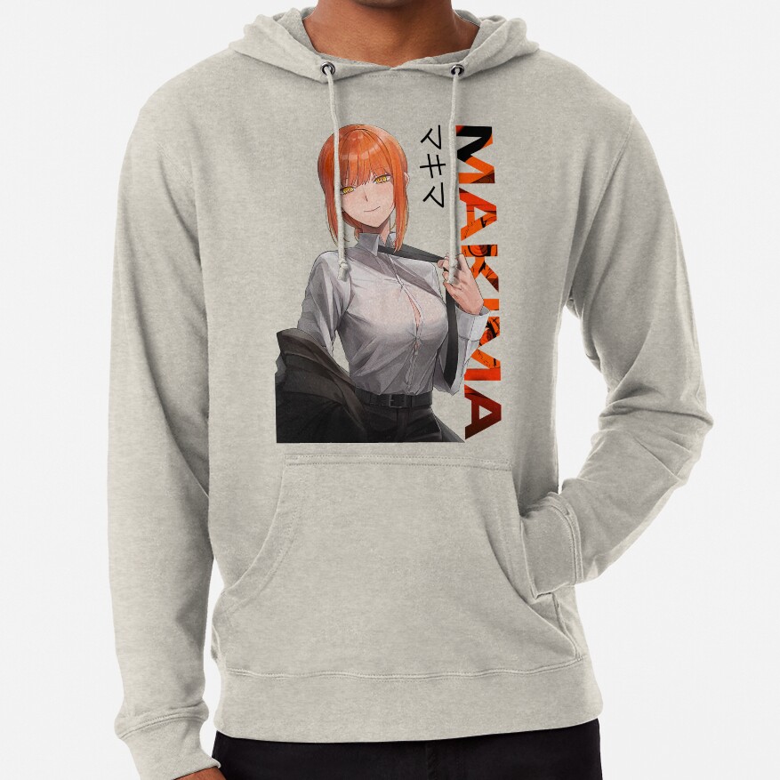 Casual Makima Typography Chainsaw Man Sticker Hoodie - Image 4