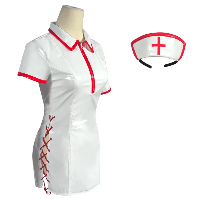 Anime Chainsaw Man Cosplay Costume Makima Nurse Uniform Artificial PU Leather Dresses and Nurse Cap New - Image 4