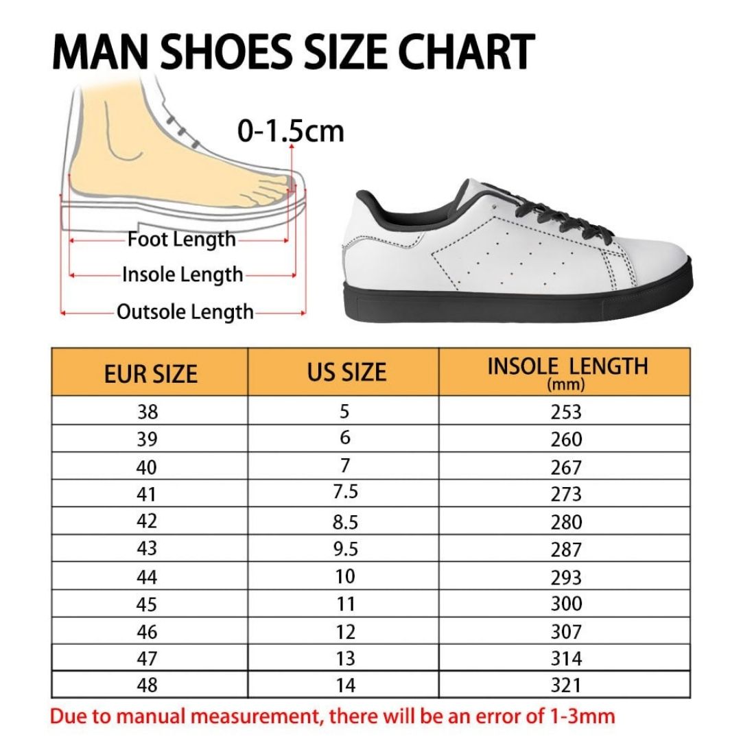 Skate Man Shoes Size Chart - Chainsaw Man UK Shop